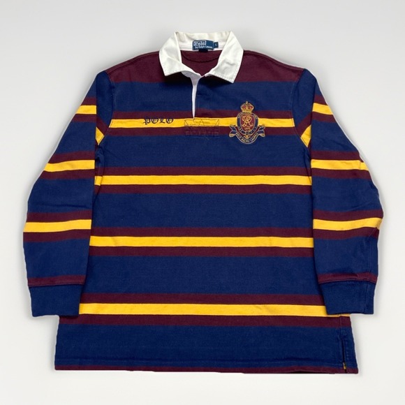 Polo Ralph Lauren Other - Vintage Polo Ralph Lauren Rugby Shirt Mens L Striped Ivy League Logo 90s